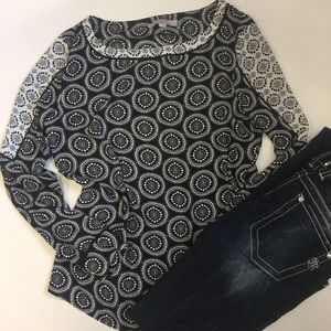 Loft Black and White Blouse-M